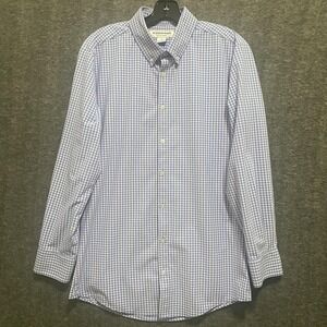 Mizzen+Main Shirt Mens M Blue Gingham Button Down Trim Fit Performance Office